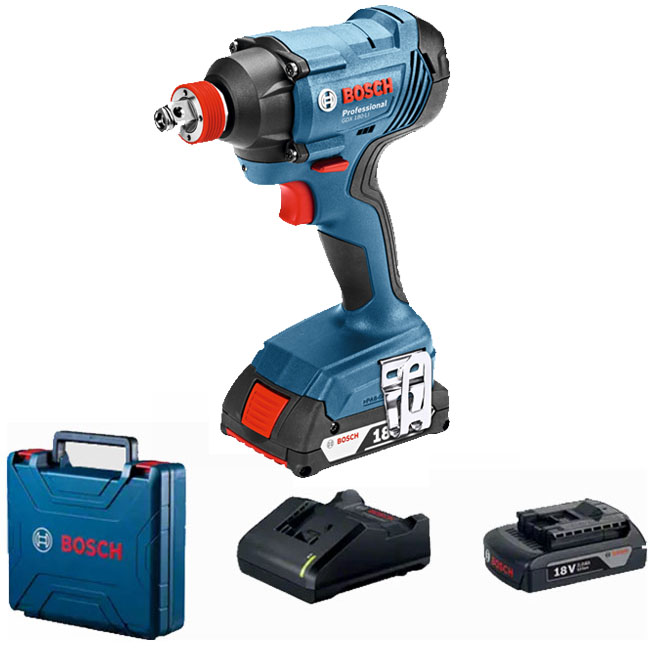 شنيور بوش فك وربط لقم 1/2 بوصه بطارية 18 فولت 180 نيوتن ماليزي BOSCH - GDX 180-LI 2x3,0Ah AL 1820 CV, Case
