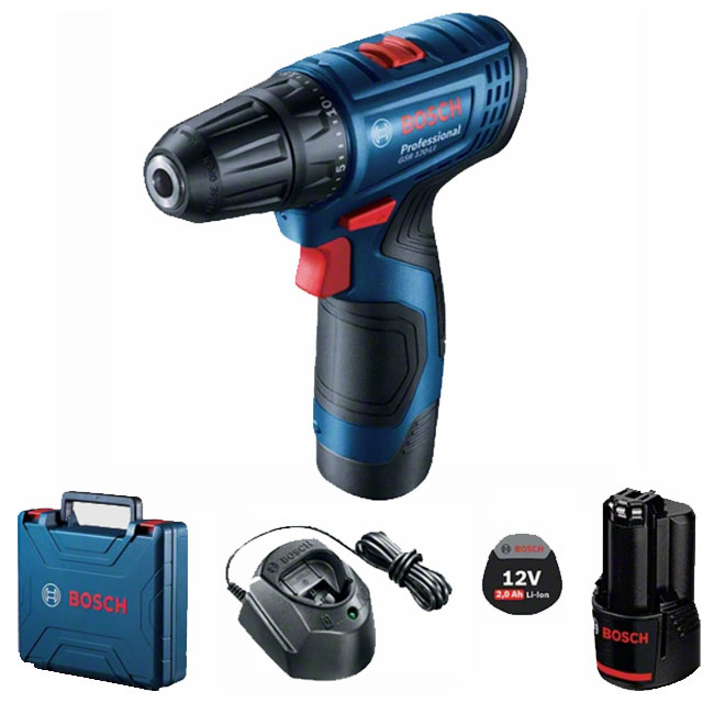 شنيور عادة بوش ظرف 10 مم بطارية 12 فولت يمين وشمال ليثيوم ايون ماليزي BOSCH - GSR 120-LI