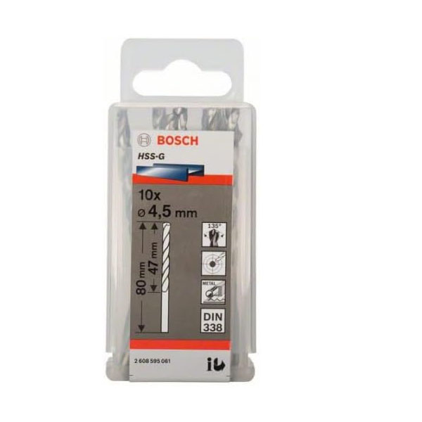 علبة بنط حدادى10قطع قطر4.5مم بوش BOSCH HSS-G4.5MM 10PCS - عالم العدد | Tools World Trade