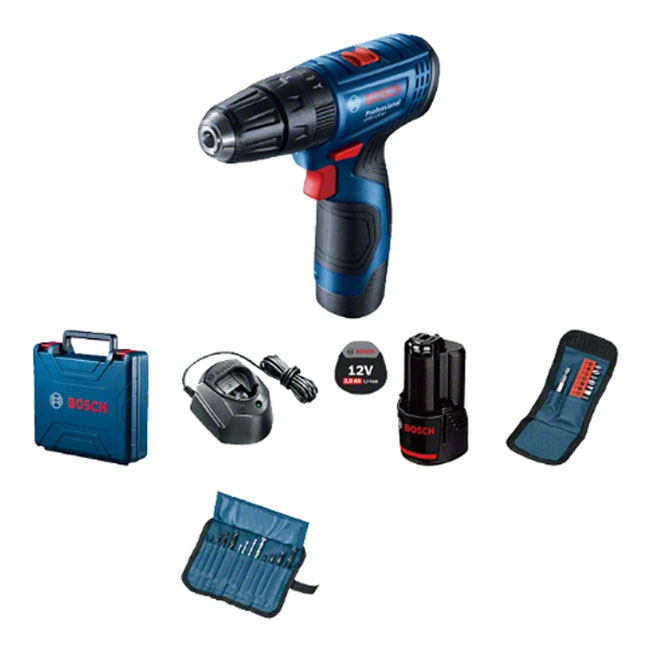 شنيور بطارية 12 فولت بوش 1.5 امبير + 23 قطعة اكسسوار BOSCH - GSB 120-LI