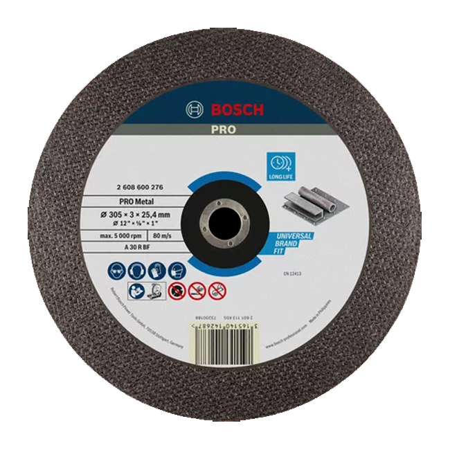 حجر قطعية حديد 12 بوصة بوش BOSCH Metal Cutting Disc (305X25.4X3) - عالم العدد | Tools World Trade