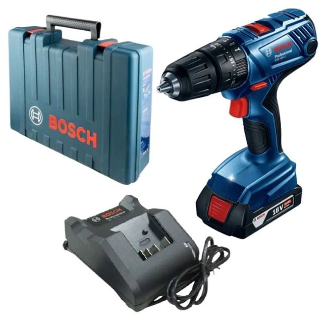 شنيور بطارية بوش عادة ودقاق ظرف اوتوماتيك 13 مم يمين وشمال 1 بطارية 2 امبير ماليزي BOSCH GSB 180-LI