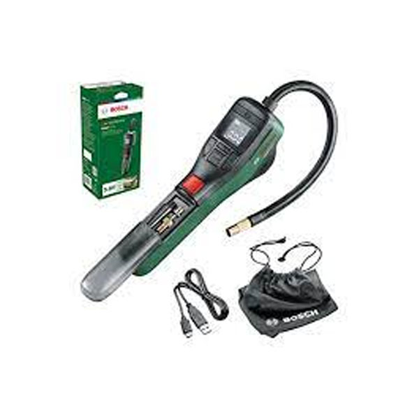 منفاخ لاسلكي بوش لاطارات السيارات والدرجات الناريه والكرات ومعدات الرياضات المائية تعمل عن طريق USB اقصي ضغط 10.3/150PSIبار حجم الهواء 9 لتر BOSCH