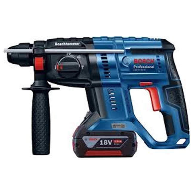 شاكوش بطارية بوش 18 فولت 2 جول -2 بطارية ليثيوم ايون 18 فولت 4 امبير BOSCH GBH 180-LI - عالم العدد | Tools World Trade