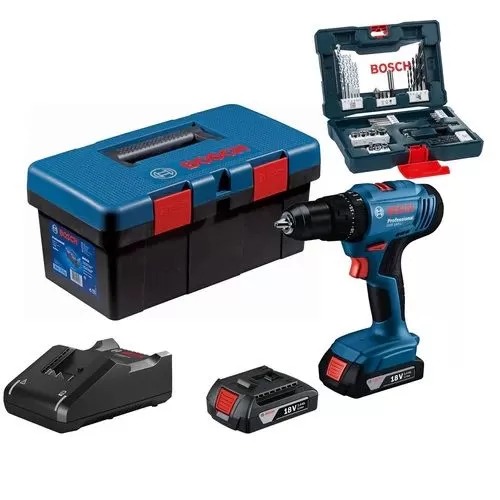 شنيور 2 بطاريه بوش عاده ودقاق وفك وربط 18 فولت ماليزي قطعه اكسسوار 43 + GSB 183-LI - عالم العدد | Tools World Trade