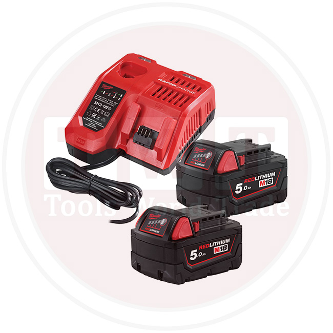 2 بطاريه 18فولت - 9امبير + بطاريه 12فولت+ شاحن ميلوكي MILWAUKEE M18NRG-902
