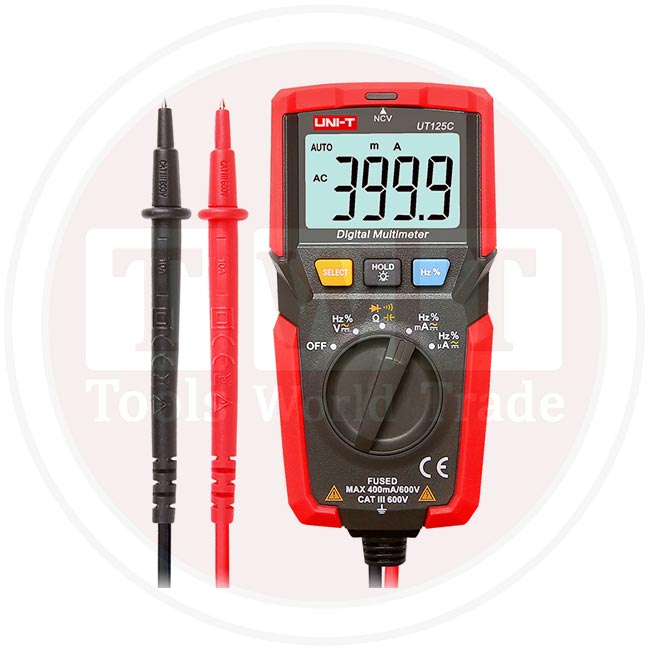 افوميتير ملتيميتر لقياس الفولت و الامبير و درجه الحراره 20 امبير 750V AC -1000V DC - يوني تي موديل UNI-T UT125C