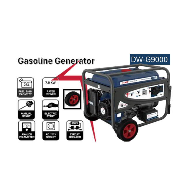 مولد كهرباء اي بي تي 220 فولت بنزين مارش عجل 7 - 7.5 كيلو / وات APT DW-G9000 - عالم العدد | Tools World Trade