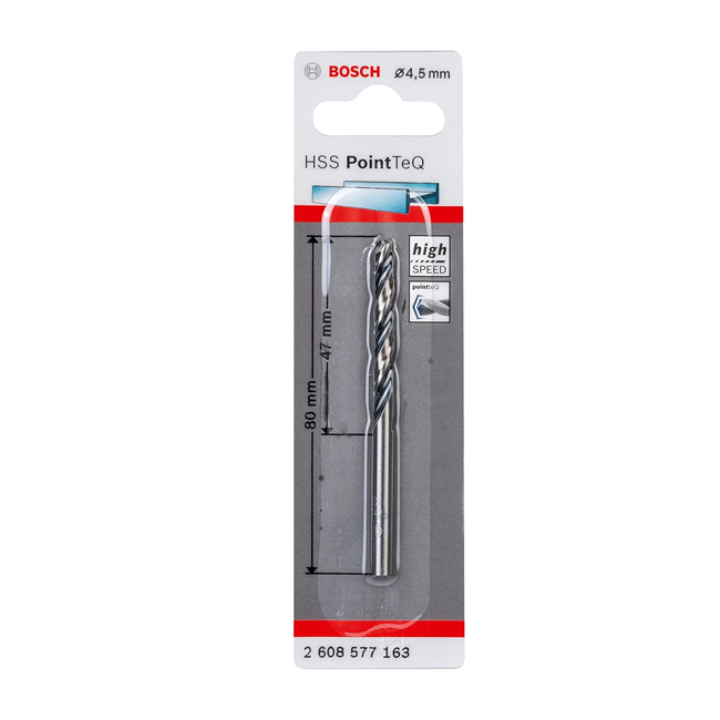 بنطة حدادى قطر 4.5 مم بوينت تك بوش BOSCH HSS Twist Drill Bit PointTeQ4.5mm - عالم العدد | Tools World Trade