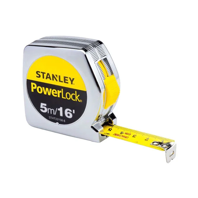 متر قياس نيكل 5 متر - 16بوصة - 19مم ستانلي STANLEY Powerlock STHT33158-8 - عالم العدد | Tools World Trade