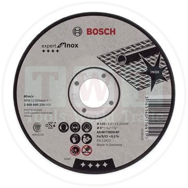 حجر قطعية بوش 5 بوصة ستانلس ستيل 1.6مم ( المانيا) BOSCH