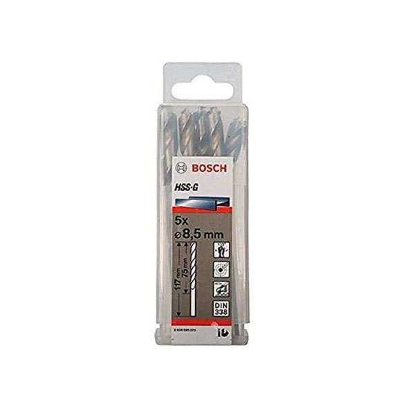 علبة بنط حدادى 5قطع قطر8.5مم بوش BOSCH HSS-G8.5MM 5 PCS - عالم العدد | Tools World Trade
