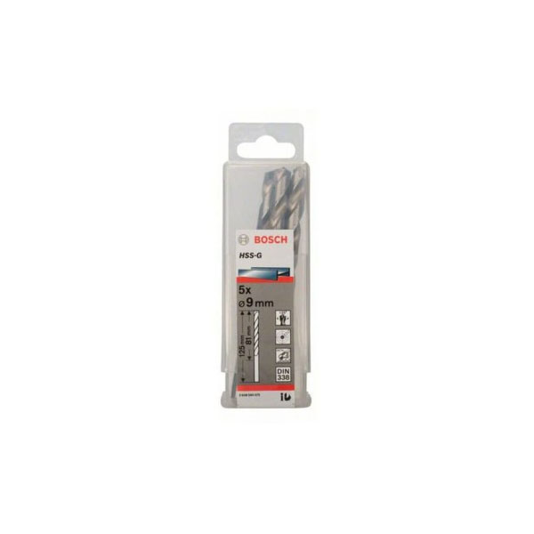 علبة بنط حدادى 5قطع قطر9مم بوش BOSCH HSS-G 9. MM 5 PCS - عالم العدد | Tools World Trade