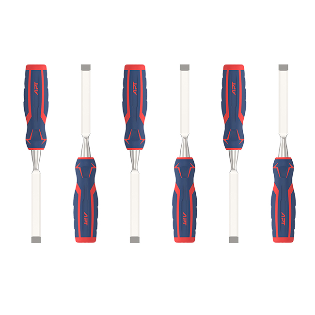 طقم ازميل صلب يد بلاستيك كروم فانديوم اي بي تي 6 قطع APT AH011024-6Pcs - عالم العدد | Tools World Trade
