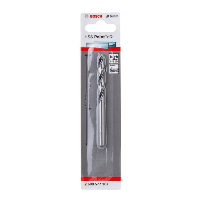 بنطة حدادى قطر 6 مم بوينت تك بوش BOSCH HSS Twist Drill Bit PointTeQ 6mm - عالم العدد | Tools World Trade