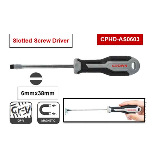 مفك عاده 6mm × 38mm كراون CROWN CPHD-AS0603 - عالم العدد | Tools World Trade
