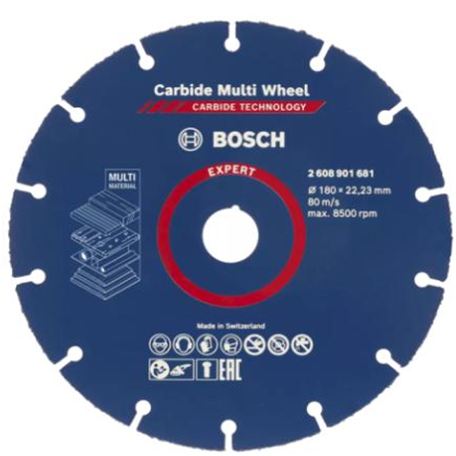 صينية متعددة الاستخدامات 7 بوصة BOSCH EXPERT Carbide Multi Wheel Ø180mmx22 23 - عالم العدد | Tools World Trade