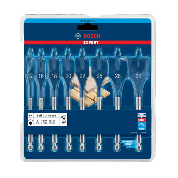 مجموعه من بنط المعلقه 8 قطعSelf Cut Spade Speed Bit 12-32 mm 8 Pcs BOSCH - عالم العدد | Tools World Trade