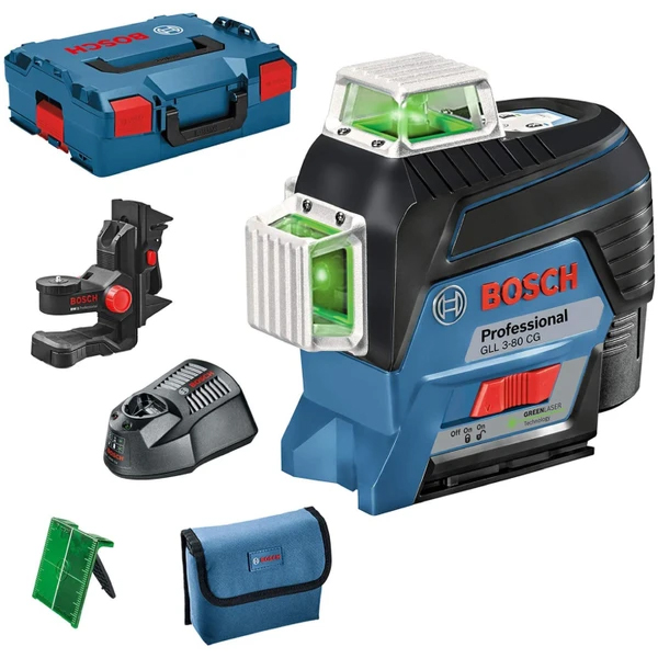 ميزان ليزر بوش 80 متر 3 مستويات بطارية ليثيوم ايون 12 فولت موديل BOSCH - GLL 3-80 CG BM 1